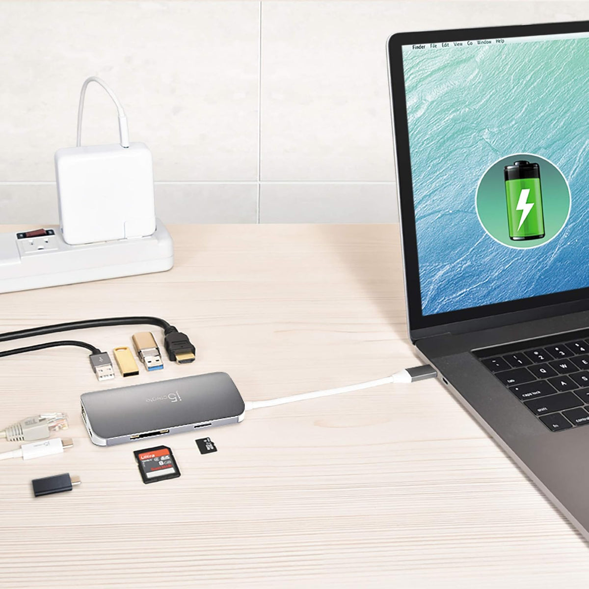 USB C Hub Adapter 10-in-1 Port Docking Station 4K HDMI, VGA, Ethernet, USB 3.0, MicroSD, SD, USB-C 3.1 + Power Delivery H49440