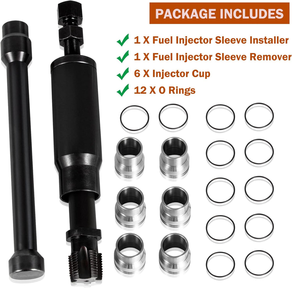 Injector Sleeve Cup Removal Installation Tool with Parts Kit for CAT 3126 C7 C9 HUEI Injectors S63068