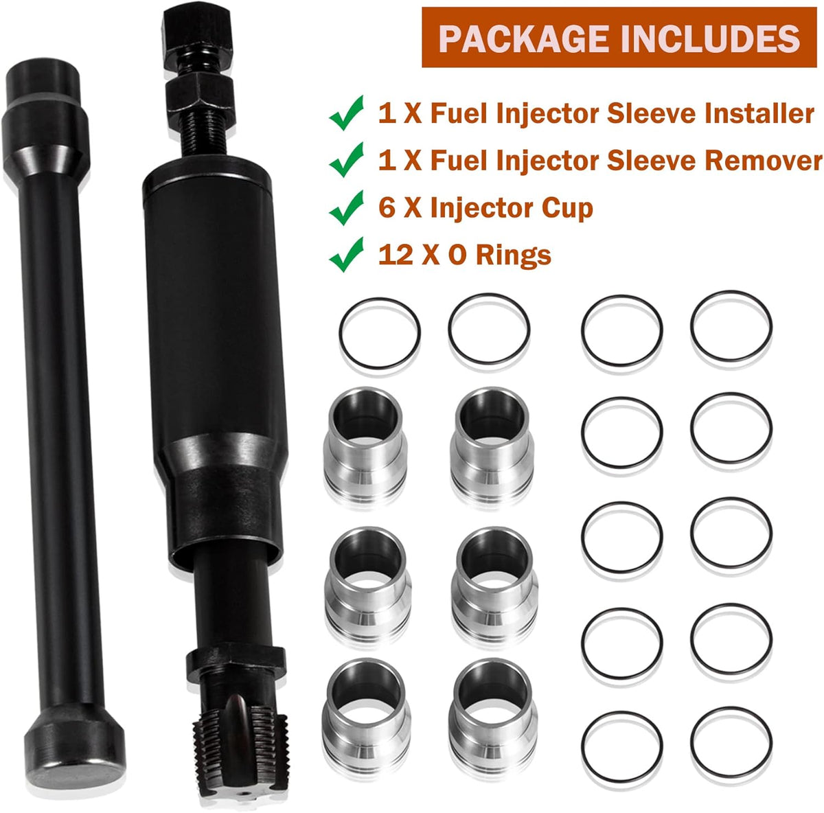 Injector Sleeve Cup Removal Installation Tool with Parts Kit for CAT 3126 C7 C9 HUEI Injectors S63068
