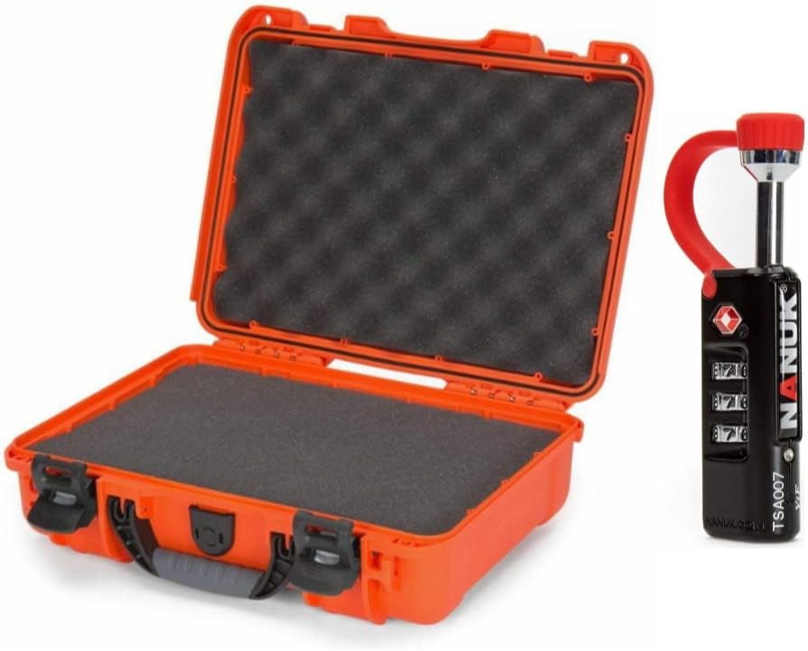 Waterproof Hard Case with Foam Insert (Orange) with TSA Approved Case Lock W1653