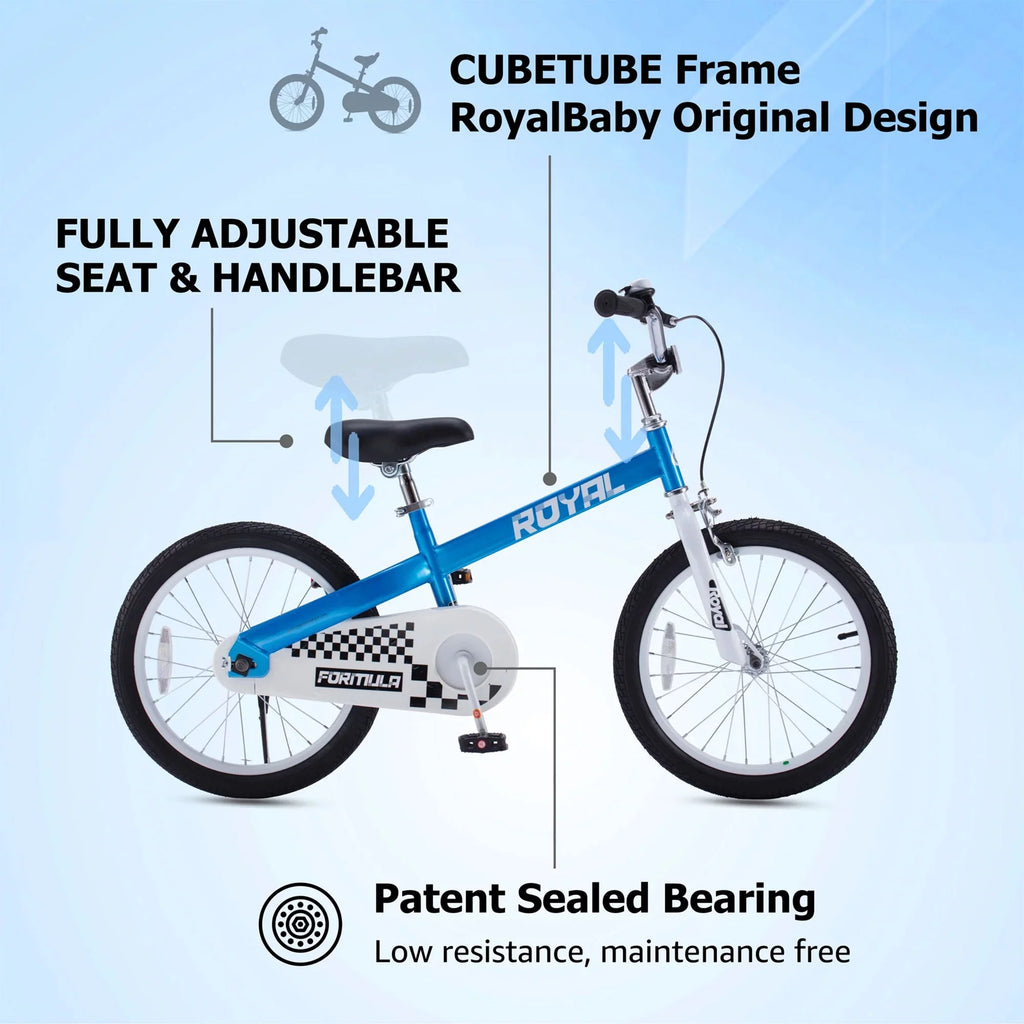 Blue Kids Bike with Training Wheels & Coaster Brake N9056