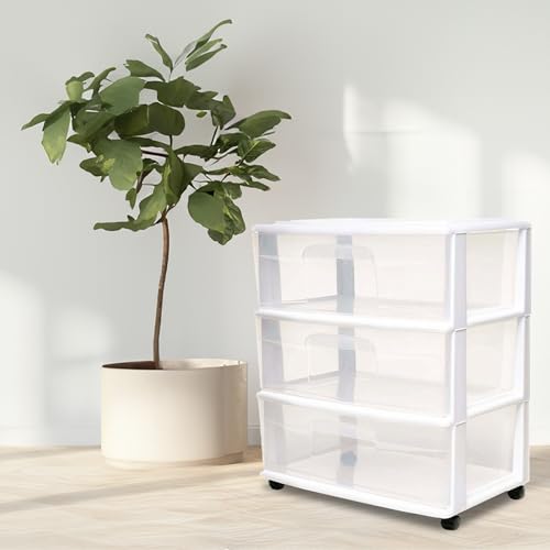 3-Tier Clear Plastic Storage Organizer Cart with Wheels S69418