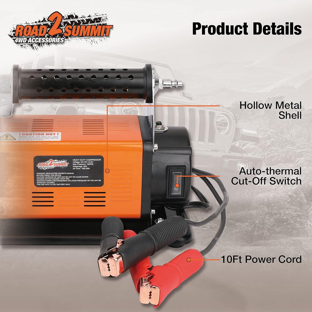 Heavy Duty Portable 12V Air Compressor Kit, Max 150PSI X49404