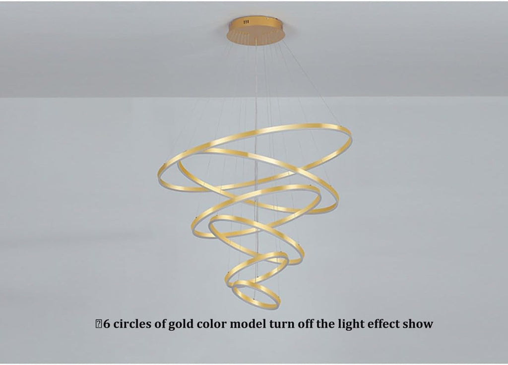 6 Rings Gold LED Chandelier with Remote Control D615
