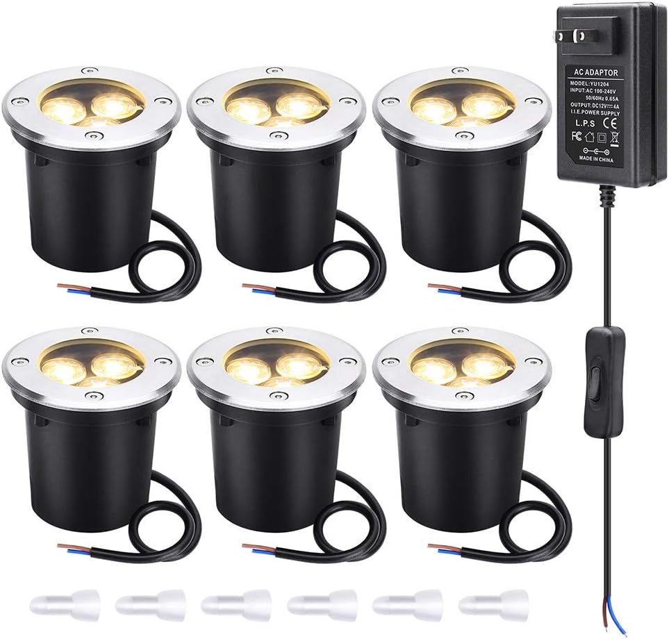 6 Pack 6W Warm White LED Landscape Lights A6638