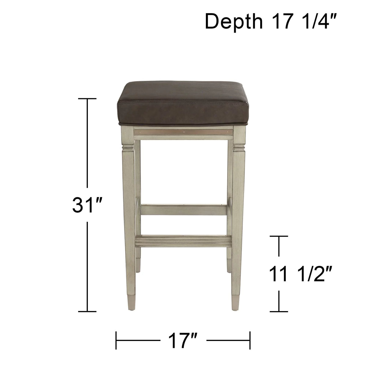 Wood Bar Stool Gray Faux Leather Footrest N2092