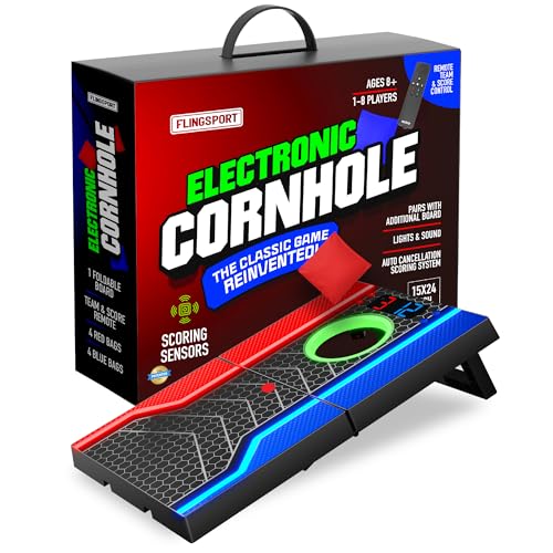 Electronic Cornhole Board Set with Auto Scoring and 8 Bean Bags X43609