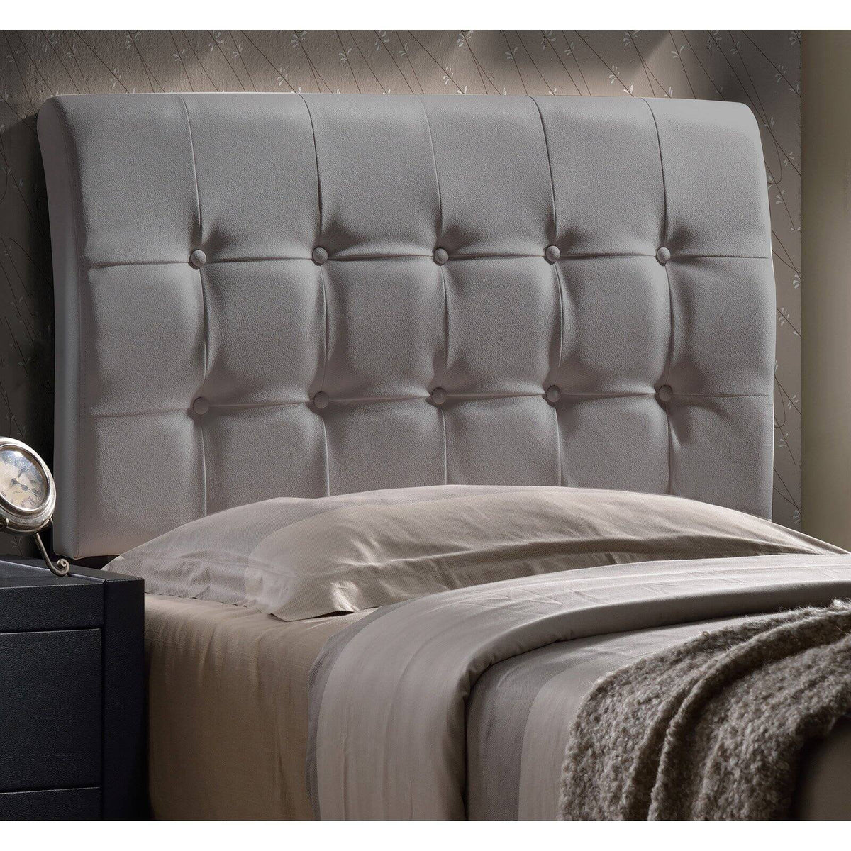 Gray Faux Leather Upholstered Queen Headboard A42656