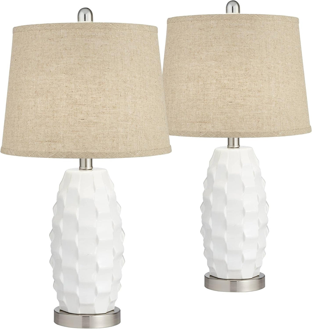 White Ceramic Table Lamps Set of 2 Y741
