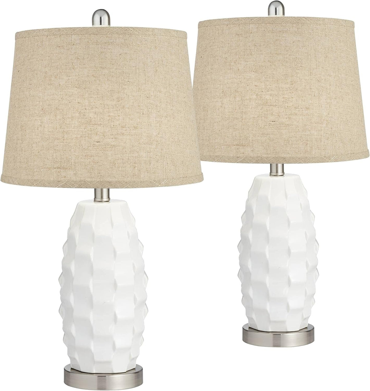 White Ceramic Table Lamps Set of 2 Y741