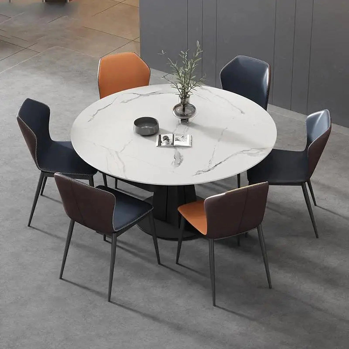Round Marble Dining Table and Chairs Set E682728