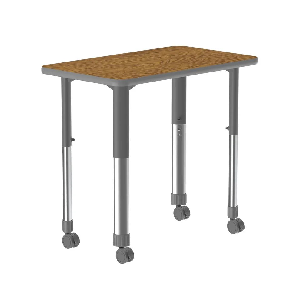 Medium Oak Gray Rectangular Desk with Casters H143749
