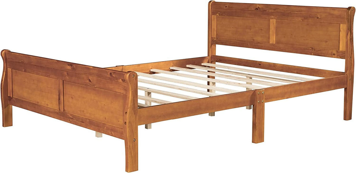 Queen Size Wood Platform Bed Frame with Headboard T73151