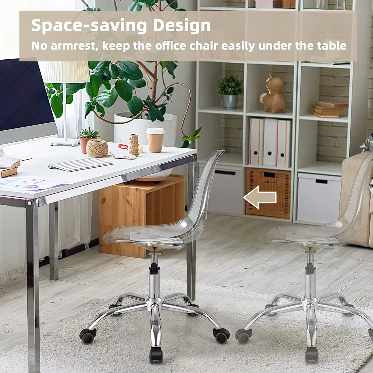 Clear Acrylic Armless Desk Chair Set of 2 X3513