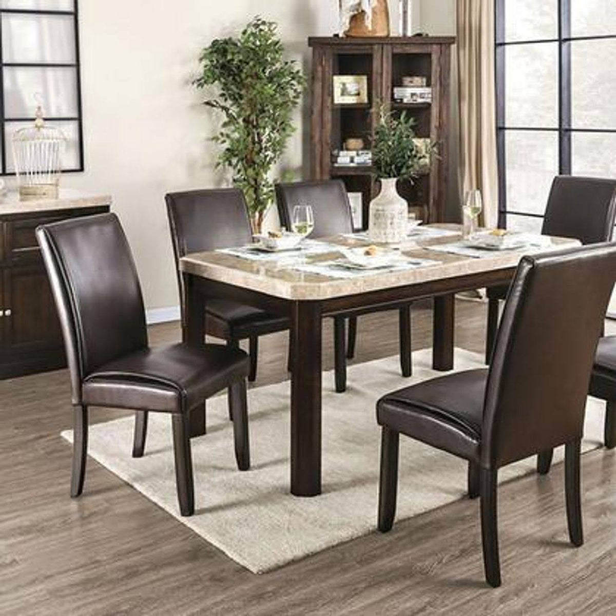 White Dark Walnut Dining Table H5080