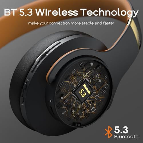 Bluetooth Headphones Over Ear, 90 Hours Playtime, Wireless, Noise Isolating, HiFi Stereo, Black K498