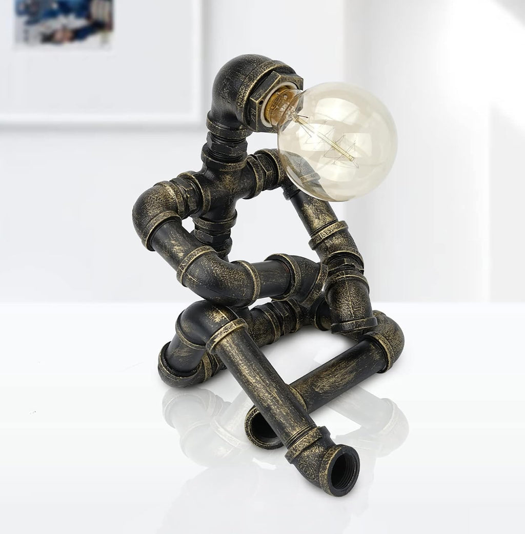 Bronze Iron Pipe Table Lamp with Button Switch U6013