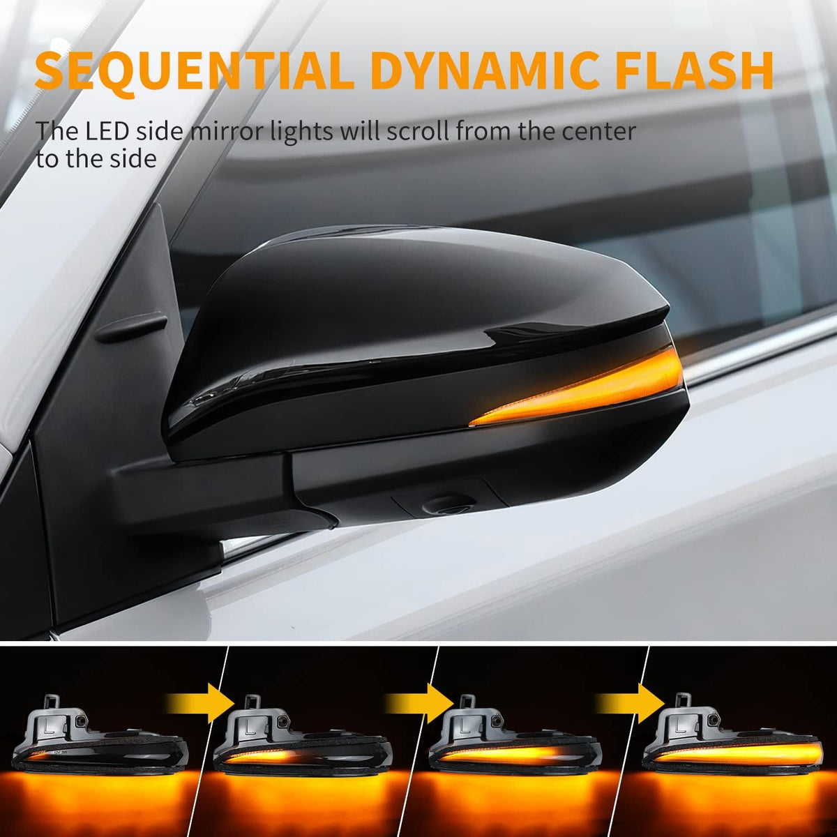 Amber LED Side Mirror Turn Signal Light Indicator Strip Smoked Lens Q4668