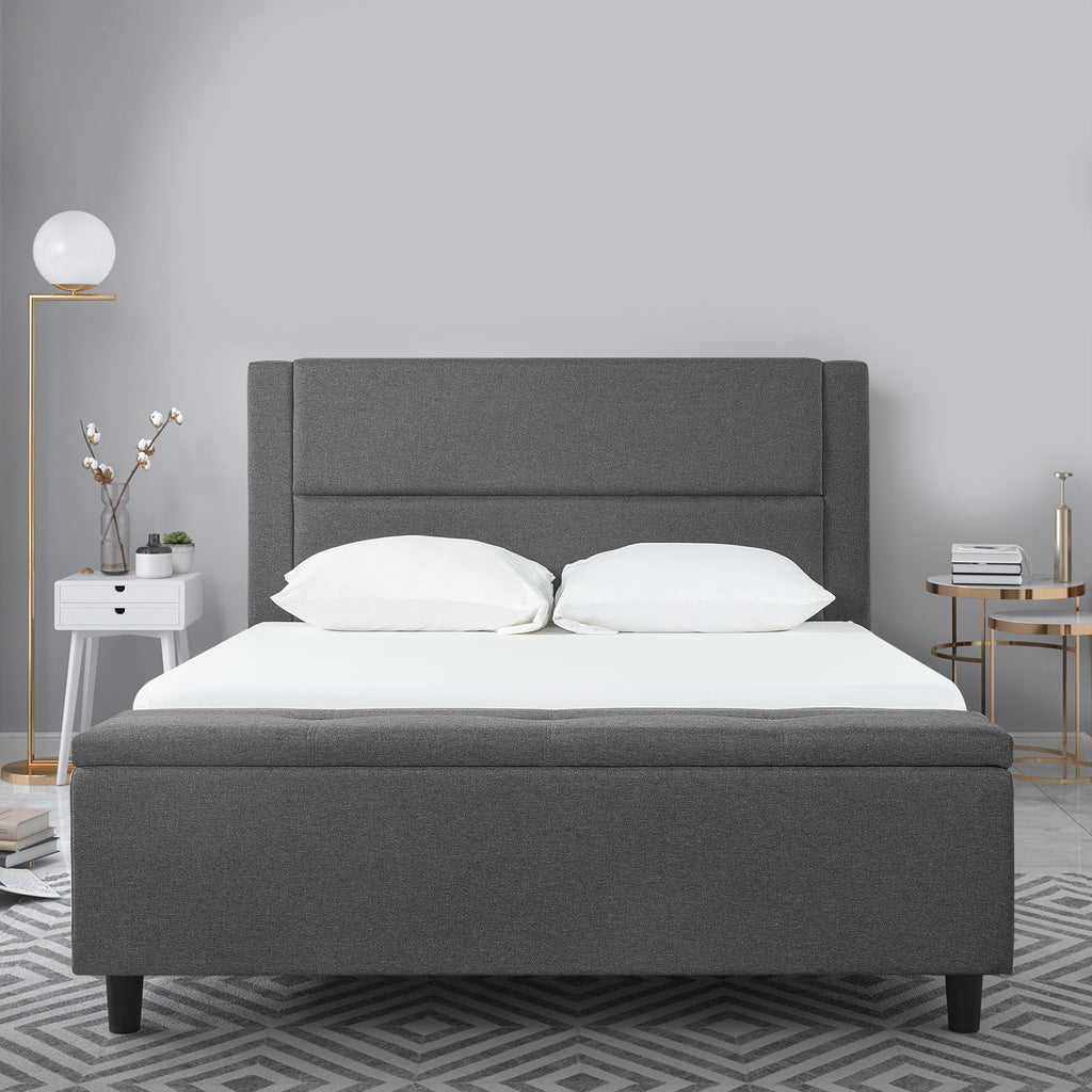 Queen Upholstered Platform Bed with Storage Bench T705
