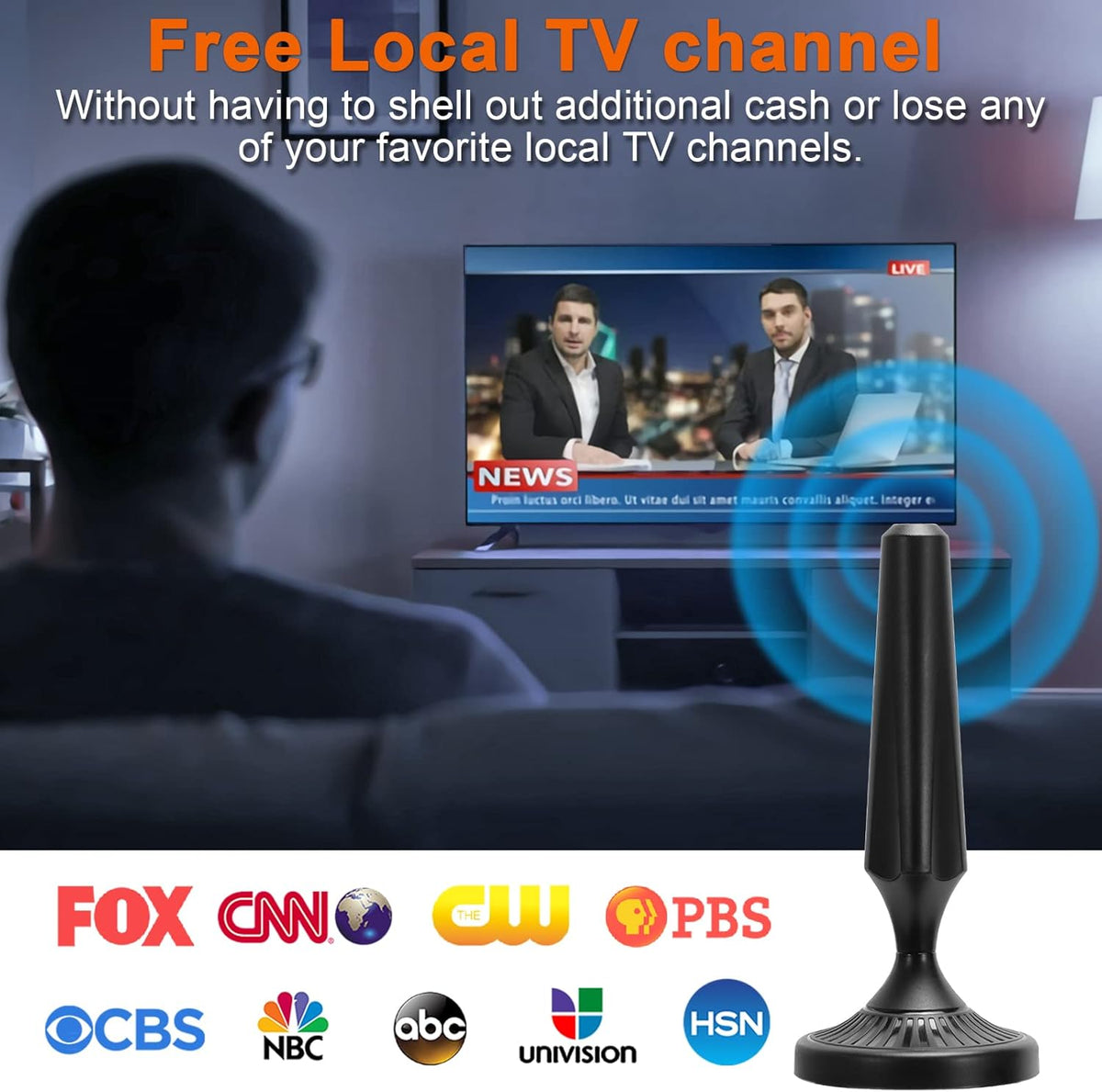 Indoor Amplified HDTV Antenna 300 Miles 4K 1080P with Coax Cable Pack of 2 L811025