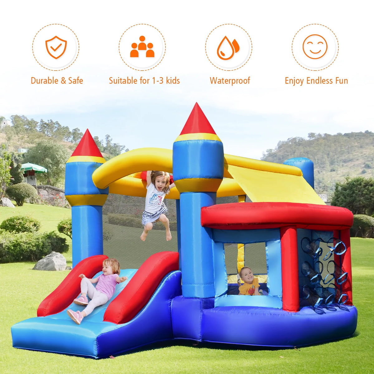 Inflatable Bounce House Castle Slide Bouncer with Basketball Hoop K201
