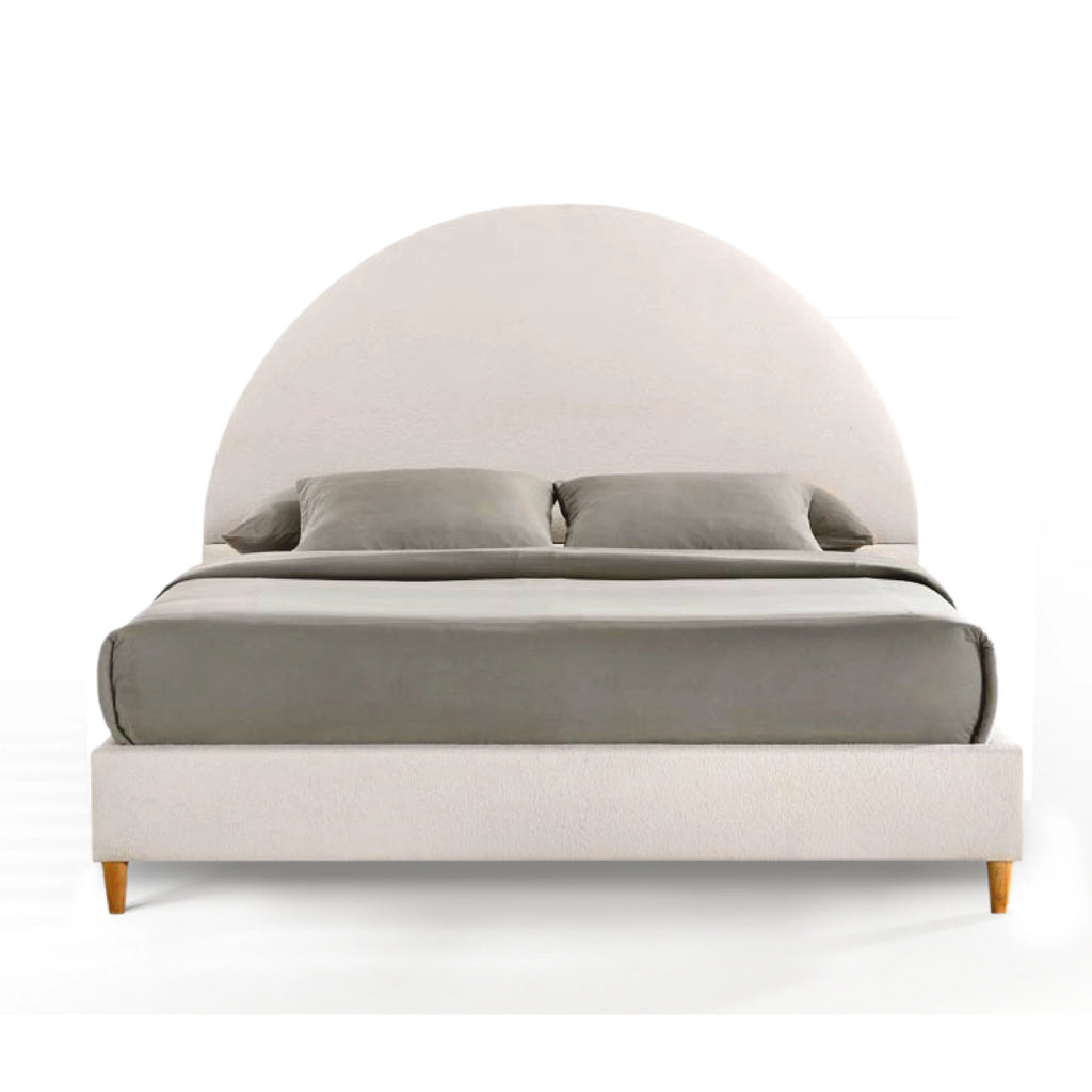 Queen Boucle Arched Headboard Platform Bed T678