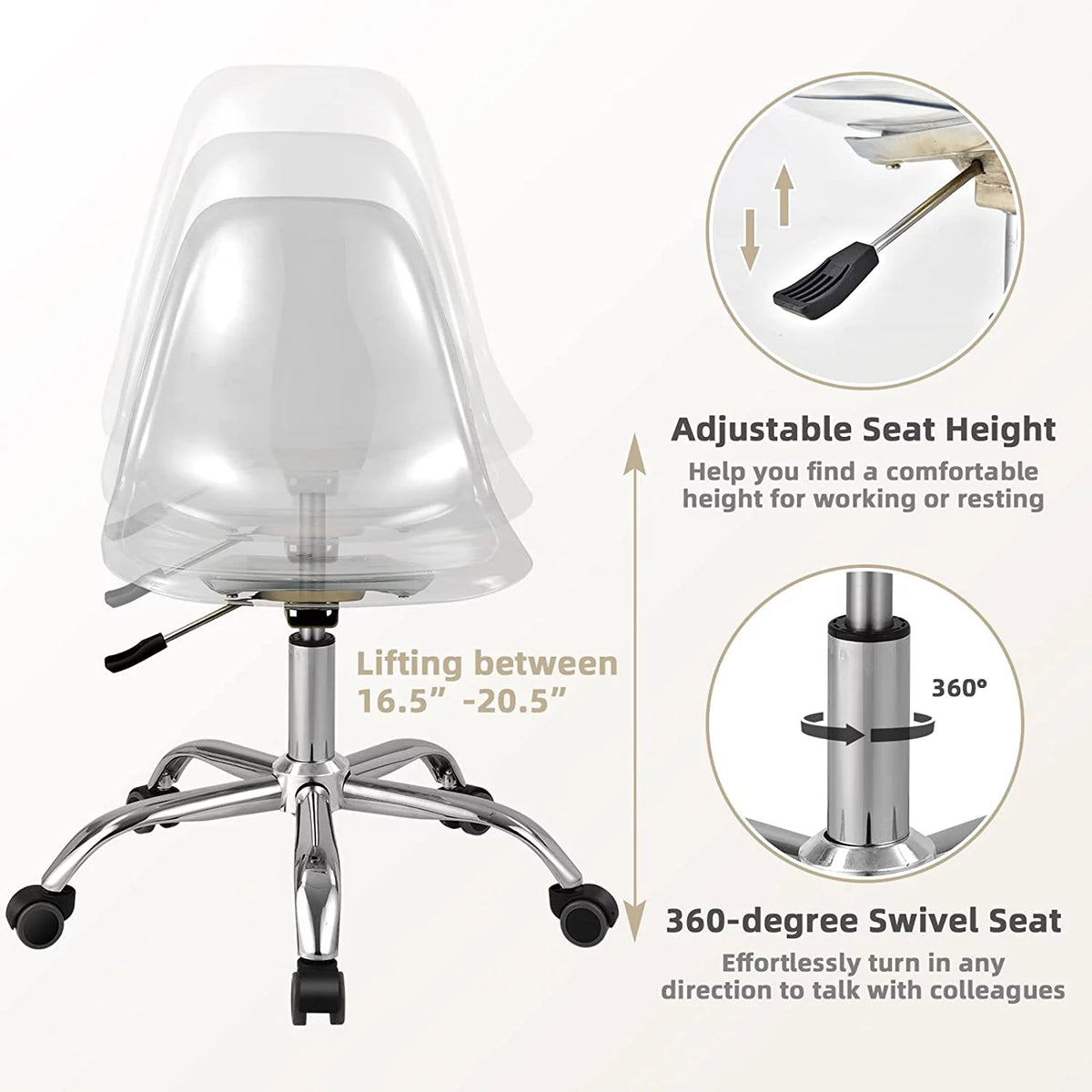 Clear Acrylic Armless Desk Chair Set of 2 X3513
