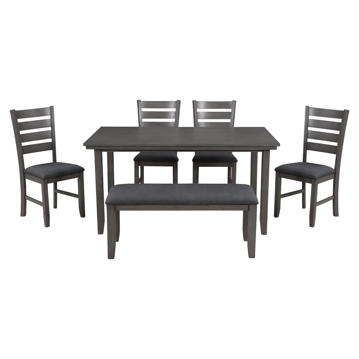 Gray Wood Dining Table and Chairs with Bench L927955