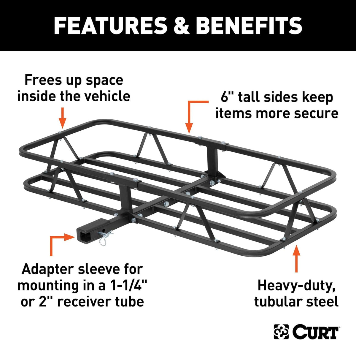 Black Steel Basket Hitch Cargo Carrier U23476