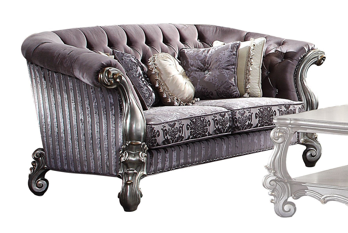 Purple Velvet Love Seat Sofa with Toss Pillows R285711
