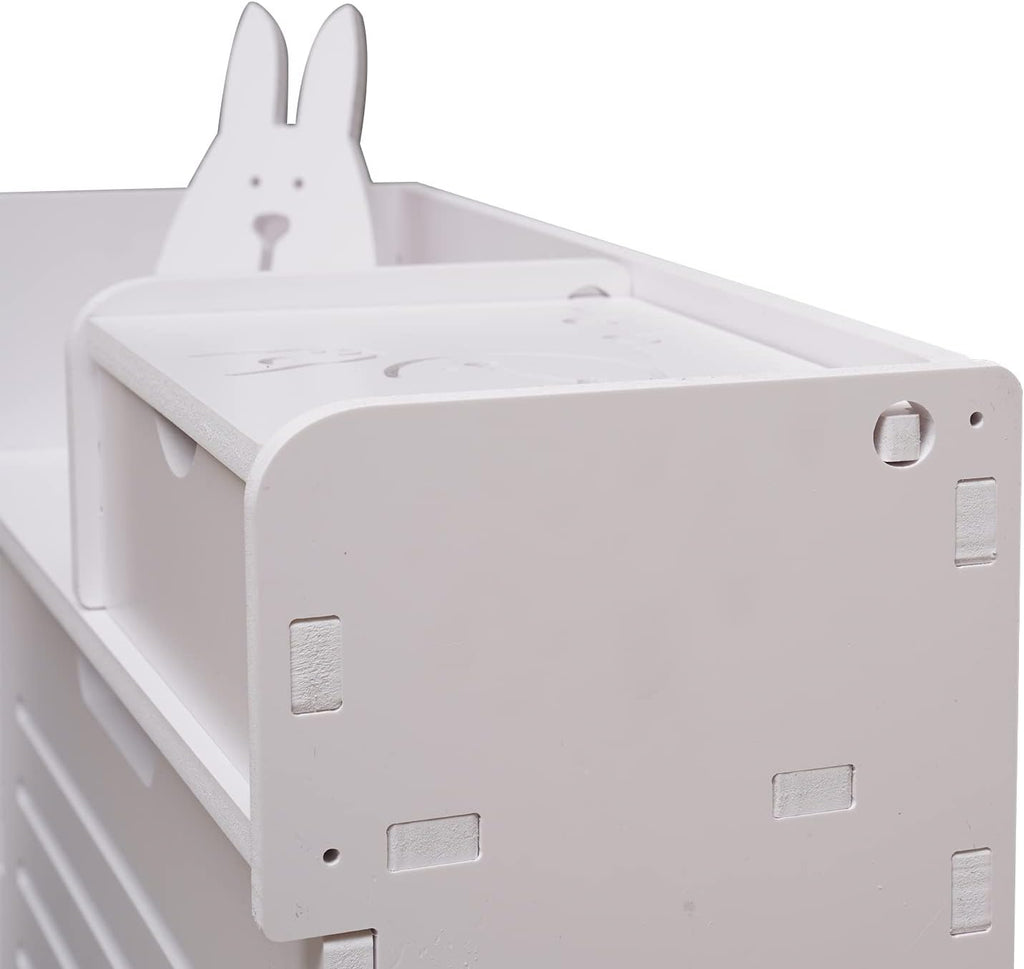 White 2 Tier Narrow Shoe Cabinet P786