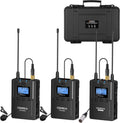 Wireless Lavalier Microphone, 96-Channel UHF Dual Lavalier Microphone System (2TX+1RX) R91134