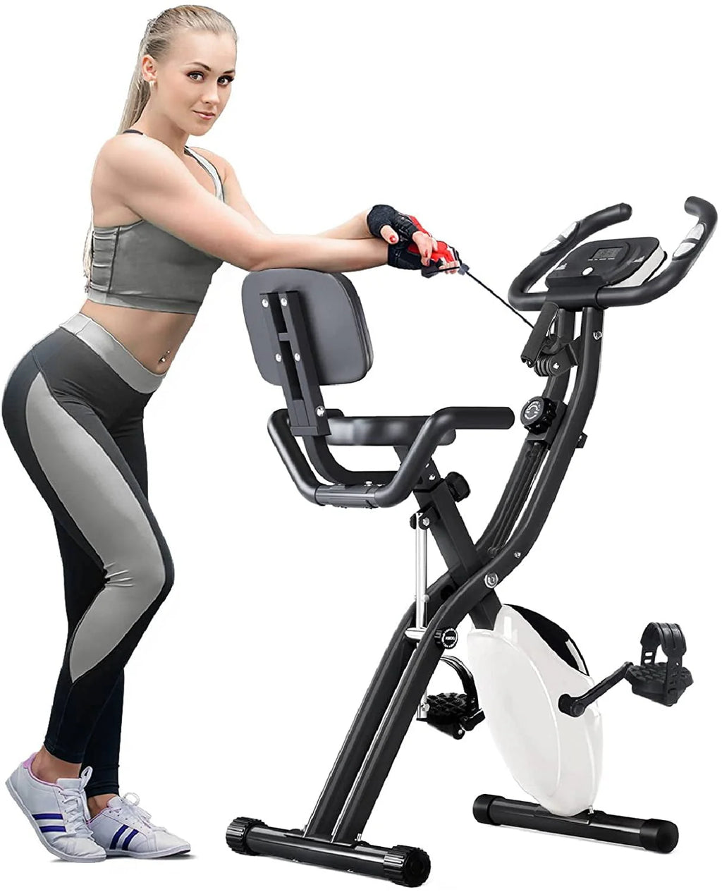 Folding 3-in-1 Recumbent Exercise Bike with Arm Resistance Bands Q988033