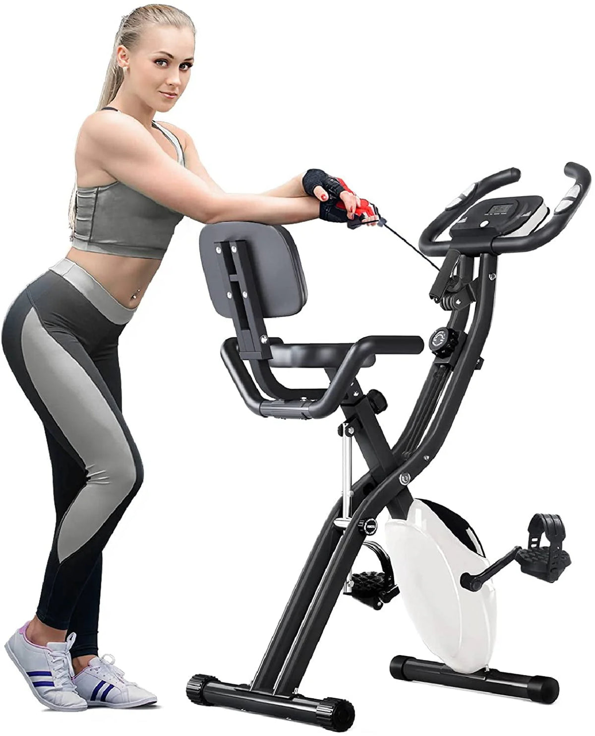 Folding 3-in-1 Recumbent Exercise Bike with Arm Resistance Bands Q988033