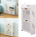 White 2 Tier Narrow Shoe Cabinet P786