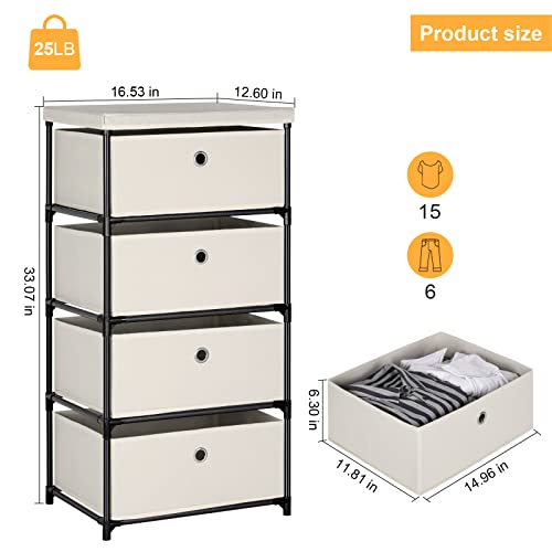 Blue Fabric 4 Drawer Storage Chest G7566