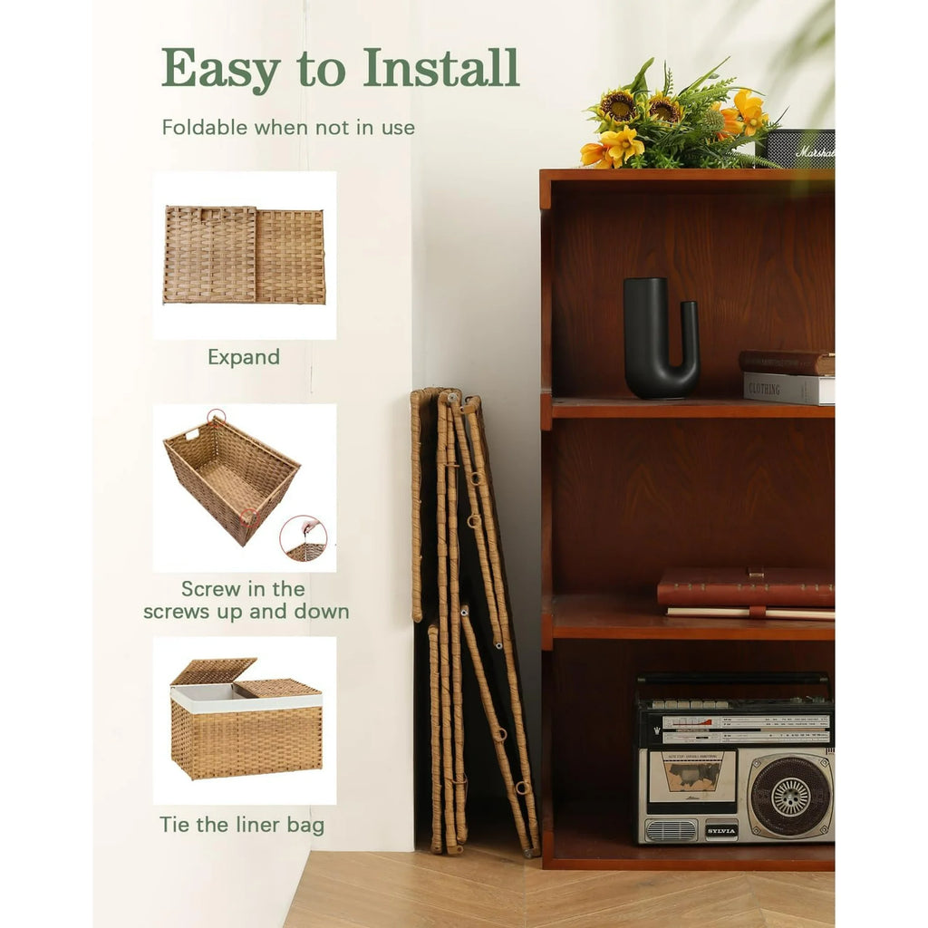 Natural Woven Rattan Storage Basket with Lid 42.3 Gallon S217
