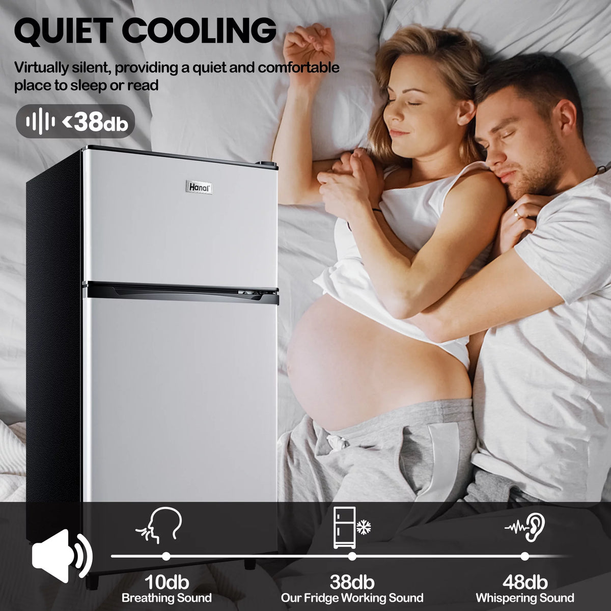 Two Door Mini Fridge with Freezer, 3.5 Cu ft P5070