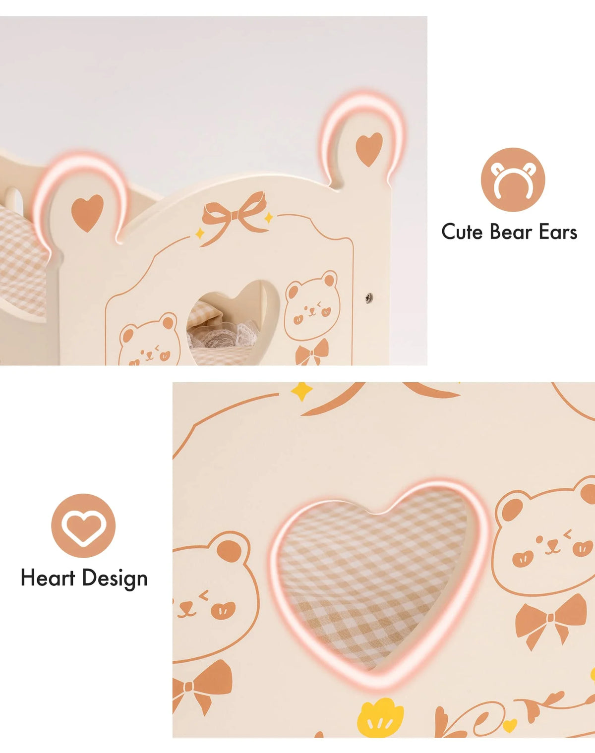 Wooden Doll Cradle with Bedding for 18 Inch Dolls F748374