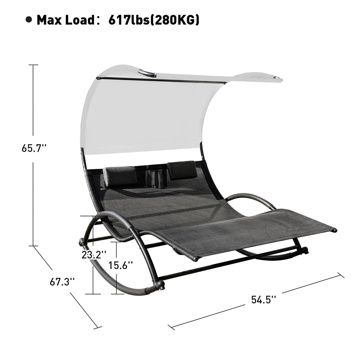 Double Chaise Lounge with Canopy and Pillows N539420