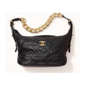 Black Calfskin Leather Hobo Bag N685
