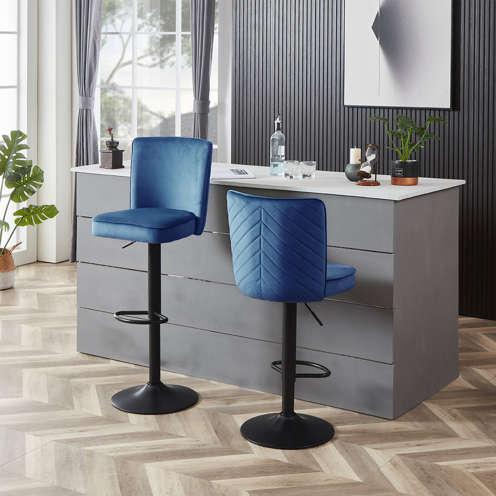 Adjustable Velvet Swivel Bar Stool Set of 2 A71502