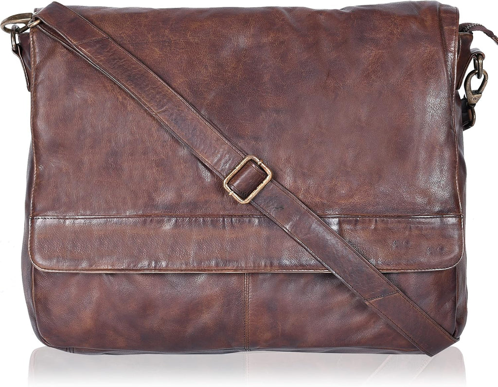 Vintage Leather Messenger Bag Document Briefcase Satchel B248363