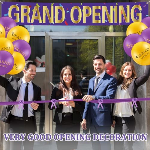 Red Grand Opening Ribbon Cutting Ceremony Kit with 10'' Scissors 40 Pcs Balloons Satin Ribbon Bows V83661
