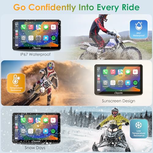 7" Waterproof Motorcycle Carplay Screen with Dual Dash Cam C954