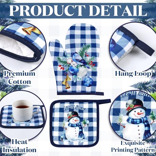 6 Pcs Christmas Kitchen Towel Oven Mitts and Pot Holders Set Z8416