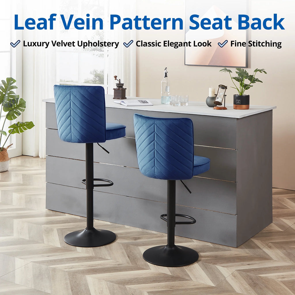 Adjustable Velvet Swivel Bar Stool Set of 2 A71502