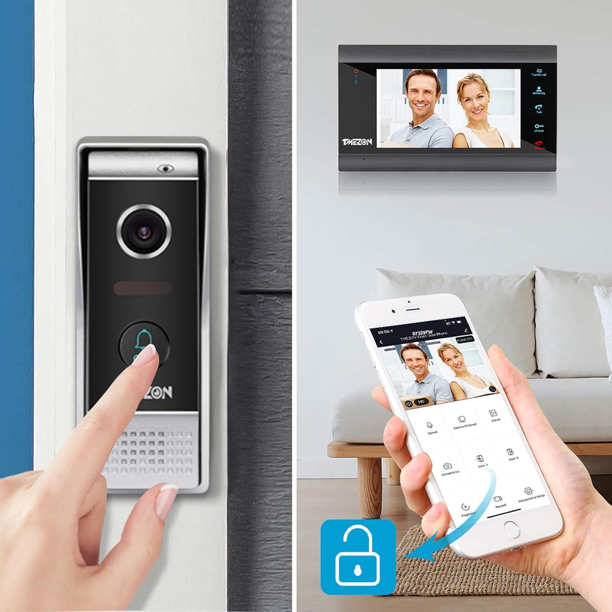 Wireless WIFI Video Door Phone IP Doorbell Intercom System with Camera 7 Inch 1x1080P Wired Camera Night Vision P827157