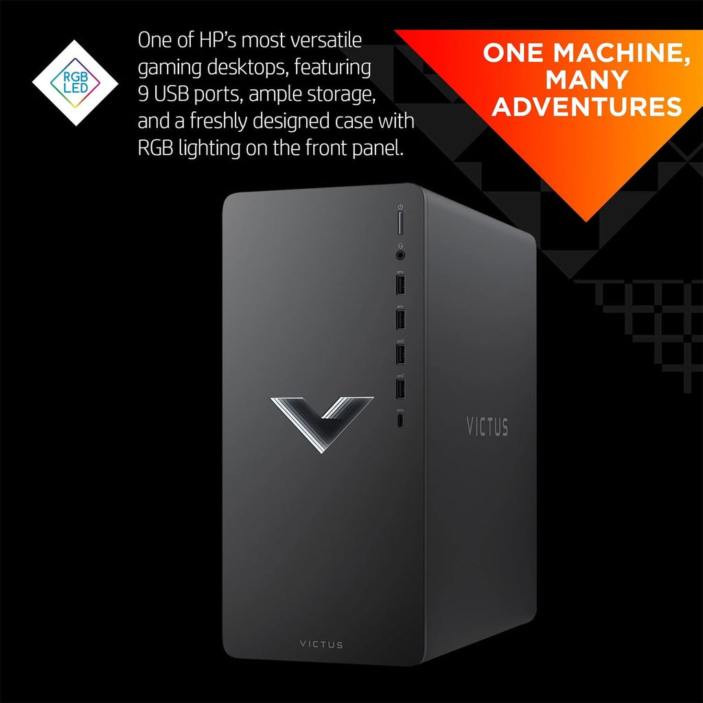 Black Gaming Desktop with AMD Ryzen 5 5600G, AMD Radeon RX 6400, 16GB RAM, 512GB SSD + 1TB HDD, Windows 11 Home Q636