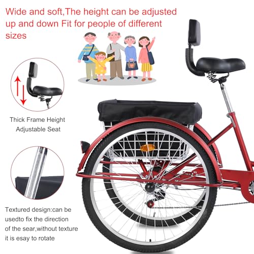 24/26-Inch 3-Wheel Adult Tricycle with 7-Speed Gearing and Basket K5580